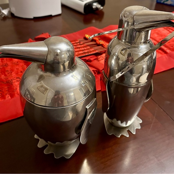 Other - Stainless steel Penguins Novelty drink shaker and ice bucket .,tongs for ice